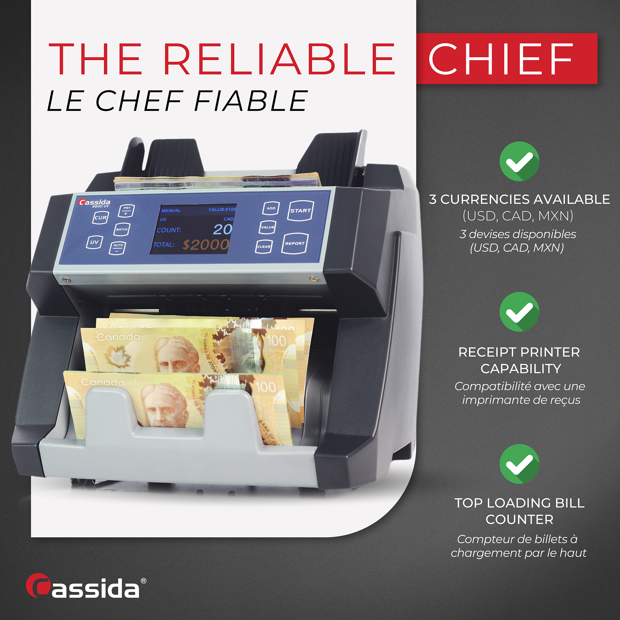 Cassida 6600UV Bill Counter (Canada)