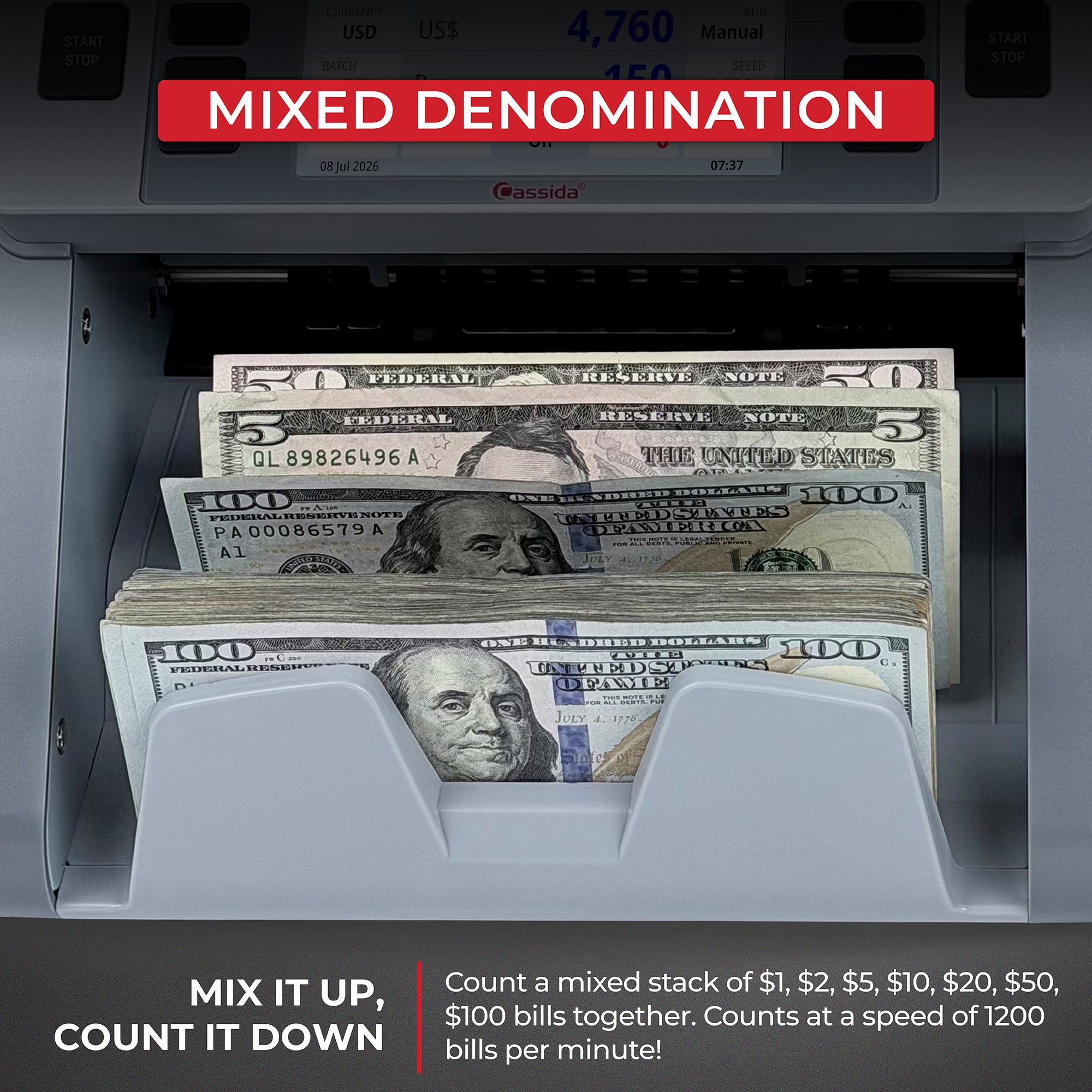Cassida CRS 8500 Mixed Bill Counter