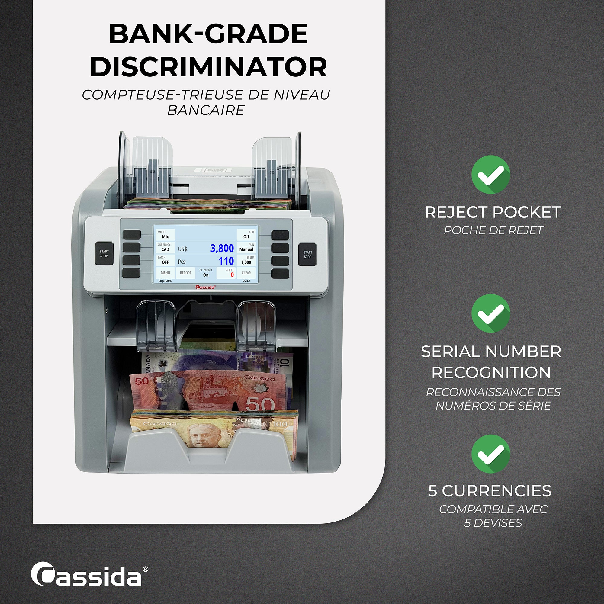 Cassida CRS 9500 Mixed Bill Counter (Canada)
