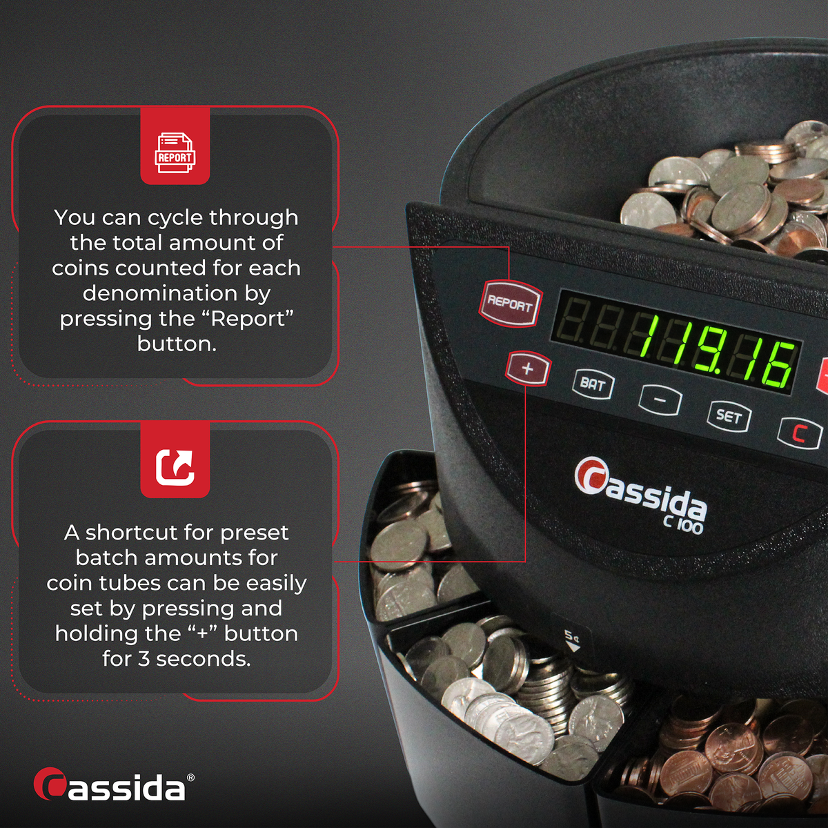 Cassida C100 Coin Counter - Coin Counting Machine - Fast, Accurate ...