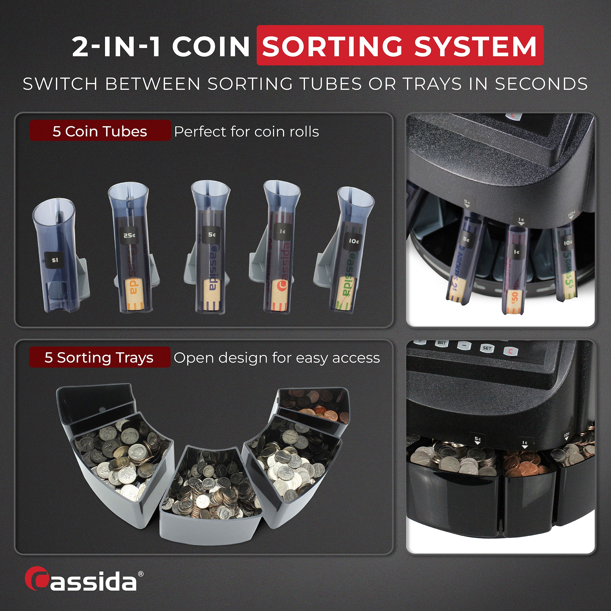 Cassida C200 Coin Counter - Coin Sorter: 300 Coins/Min Count