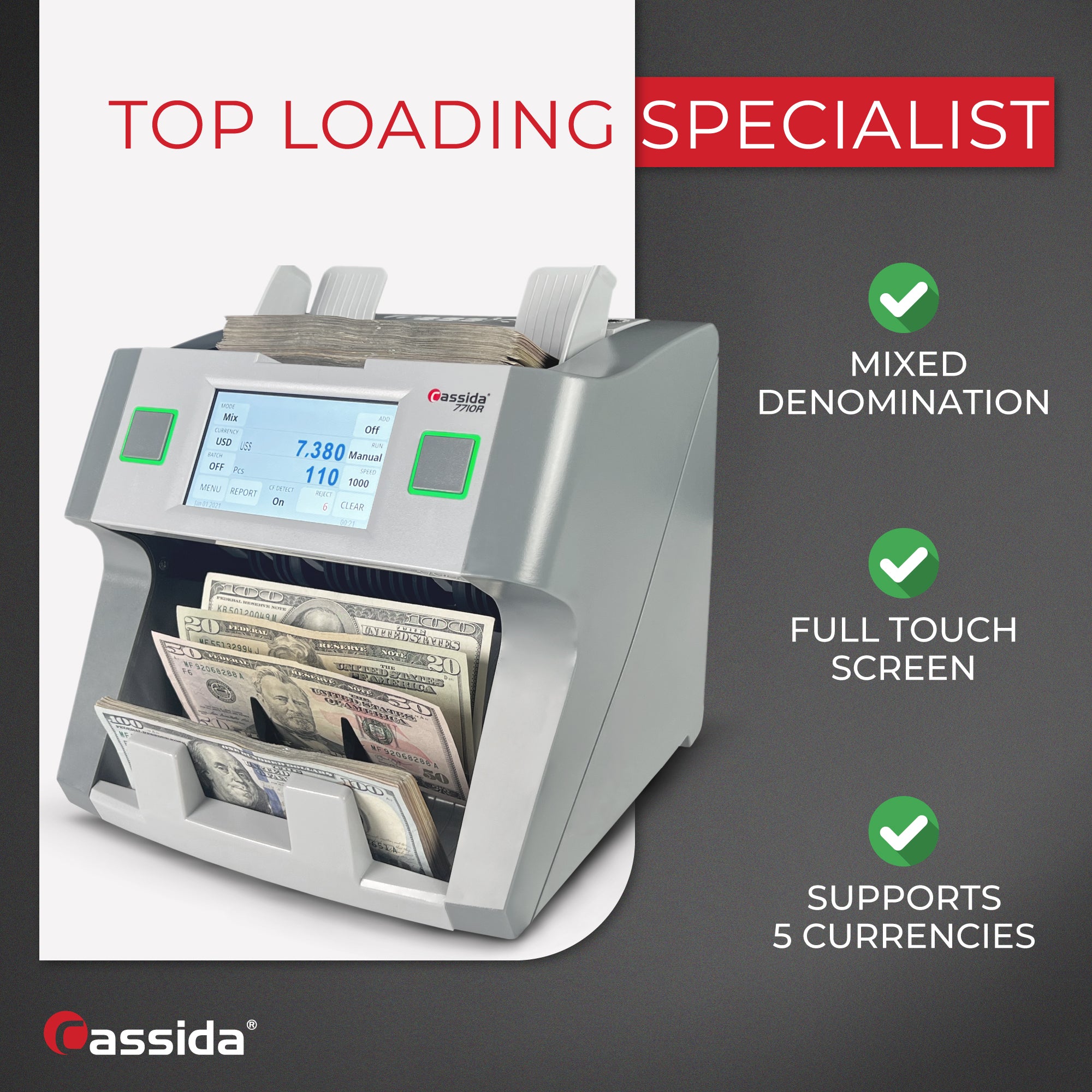Cassida 7710R Mixed Bill Counter