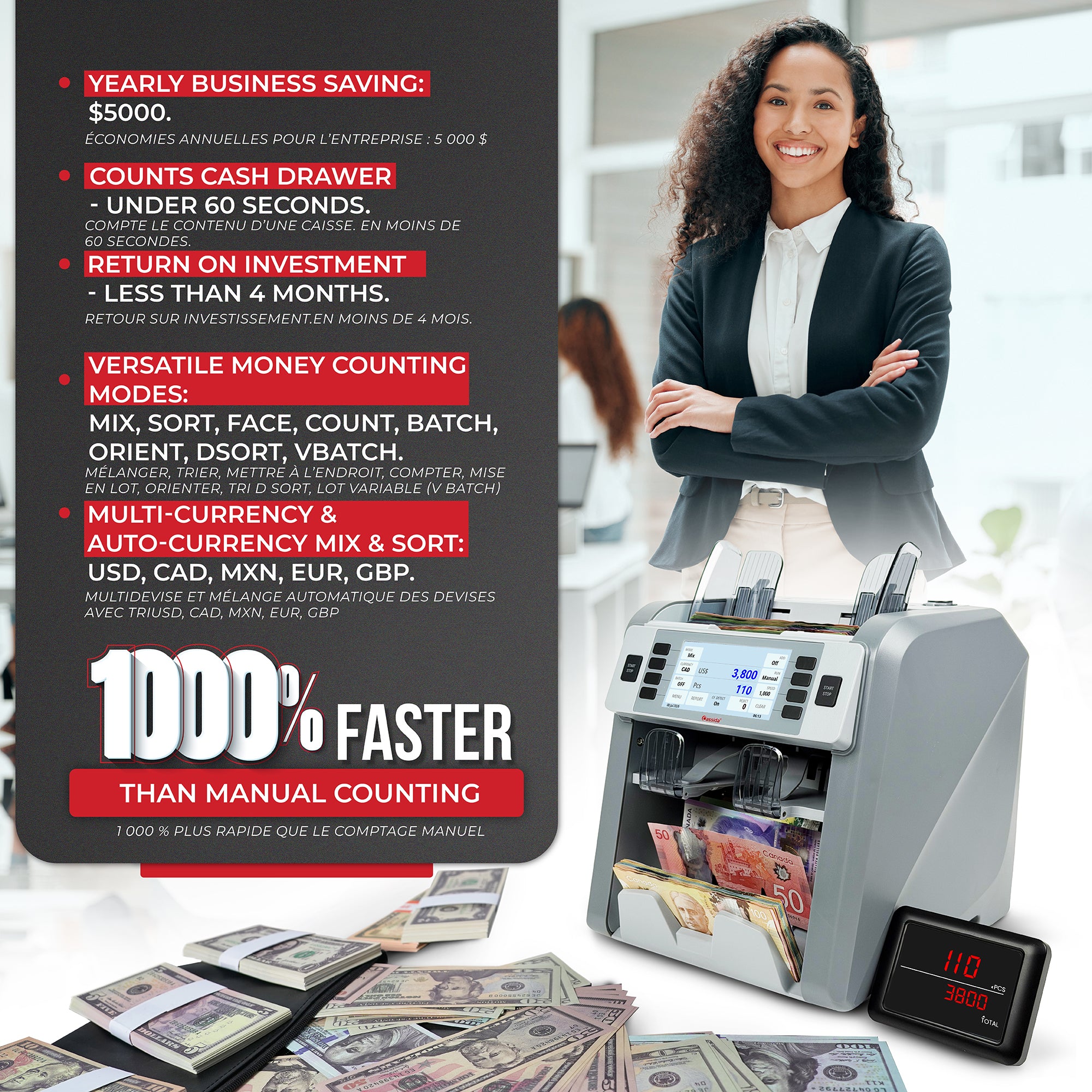 Cassida CRS 9500 Mixed Bill Counter (Canada)