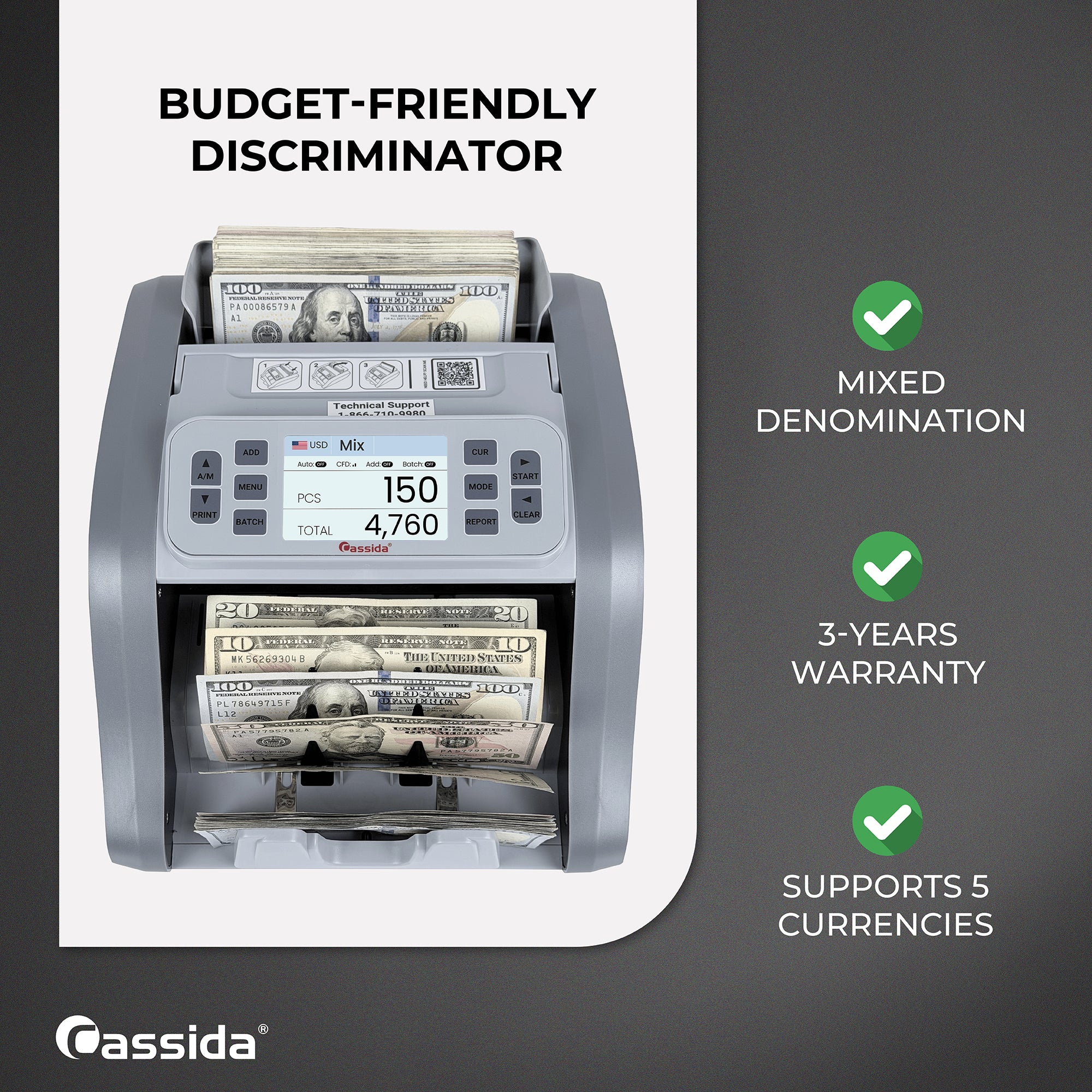 Cassida CRS 7200 Mixed Bill Counter