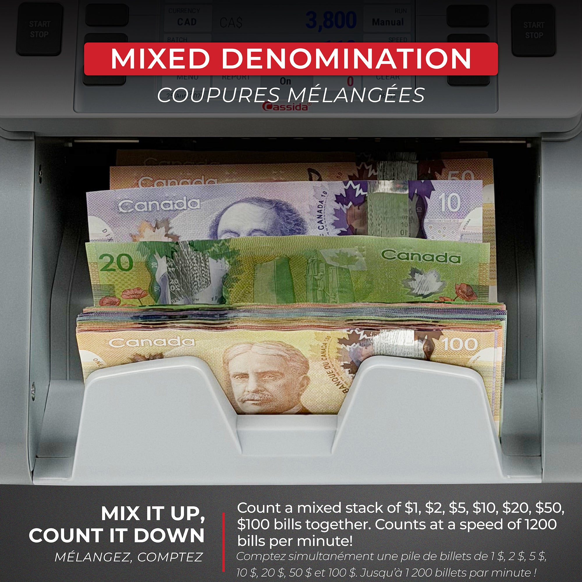 Cassida CRS 8500 Mixed Bill Counter (Canada)