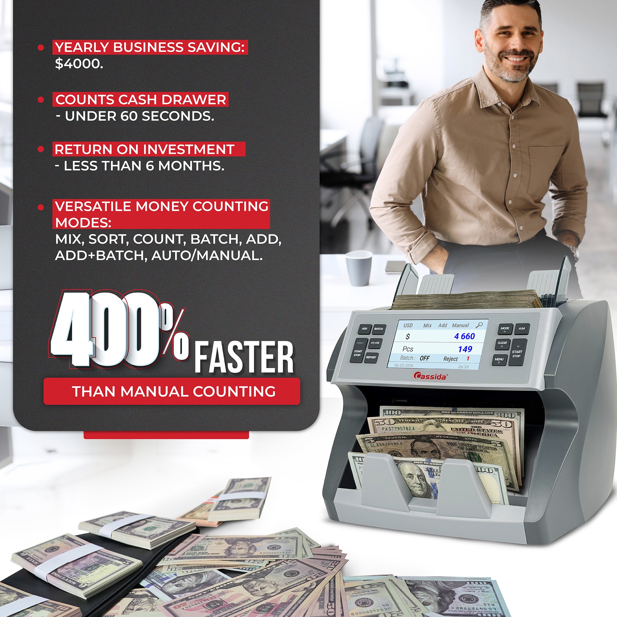 Cassida CRS 7500 Mixed Bill Counter