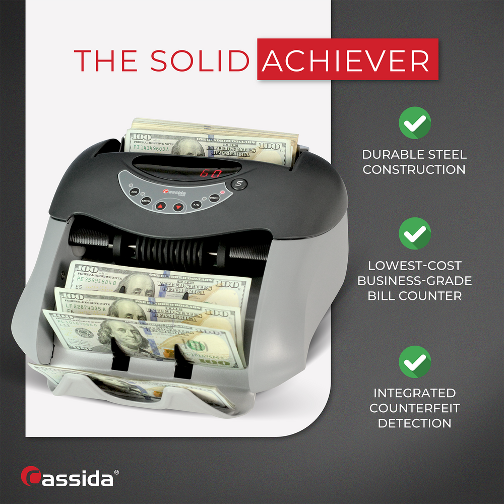 Cassida Tiger UV/MG Bill Counter - Money Counter w/Steel Construction