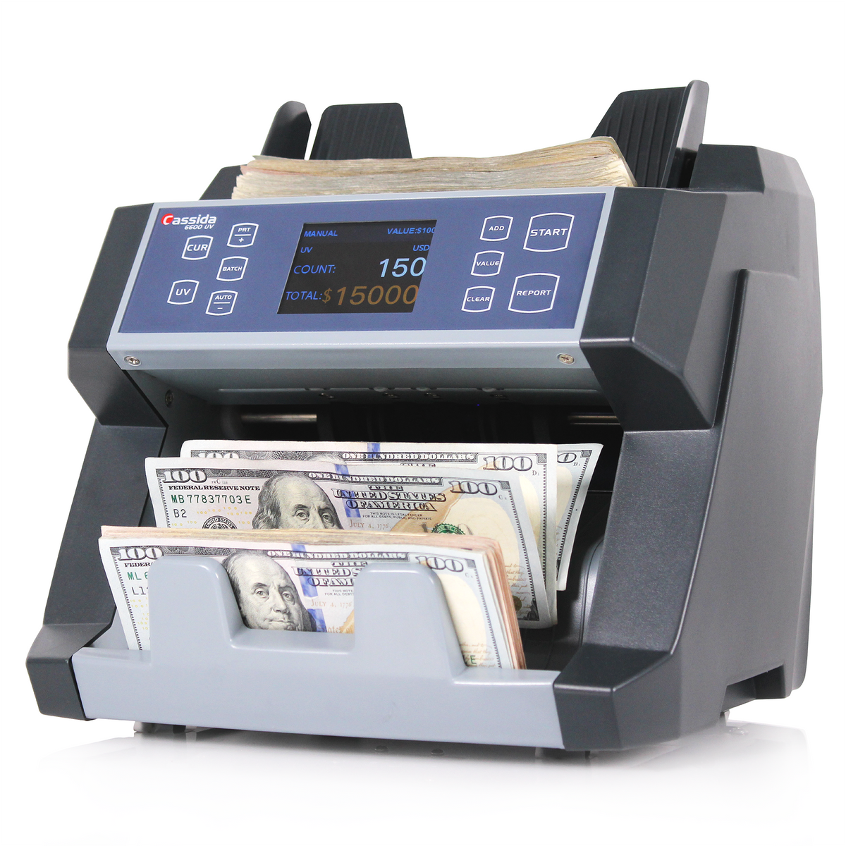 Percent Counter Loading Cassida 6600 UV/MG Bill Counter - Money Counter with Top Loading ...